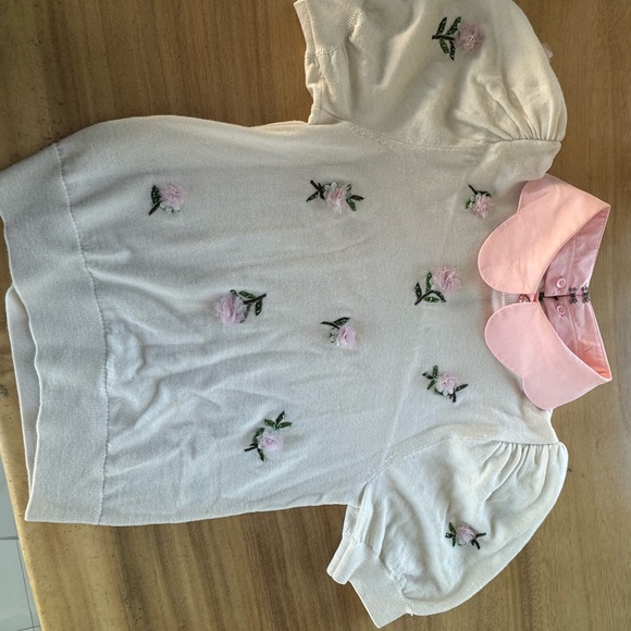 Alice + Olivia White Blouse with Pink Collar - Picture 5 of 6